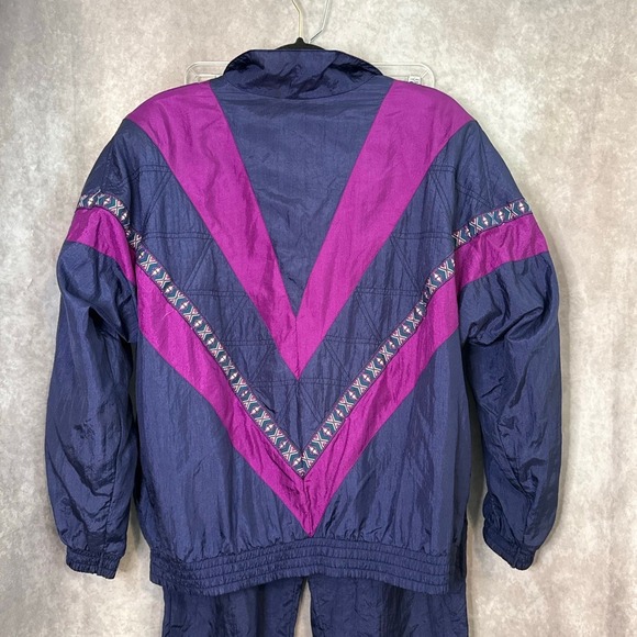 Vintage '93 LAVON Ski Tracksuit w Breckenridge Ski Logo Women Sz L Purple Aztec - Picture 6 of 12